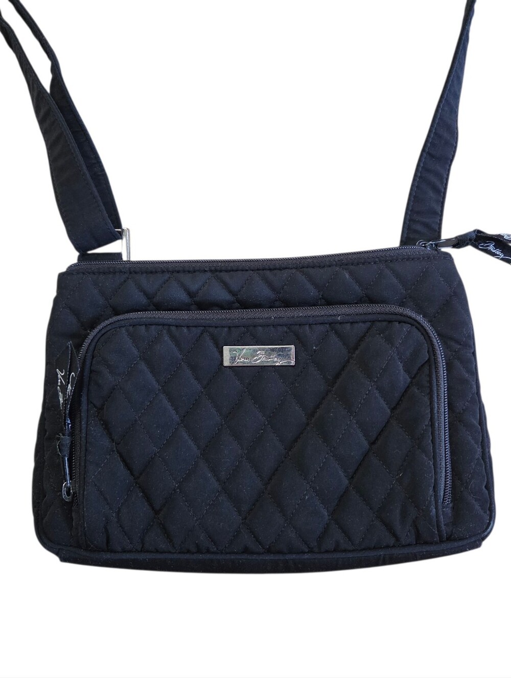 Vera Bradley Little Hipster Black Quilted Cotton Crossbody Bag Purse - Picture 2 of 8